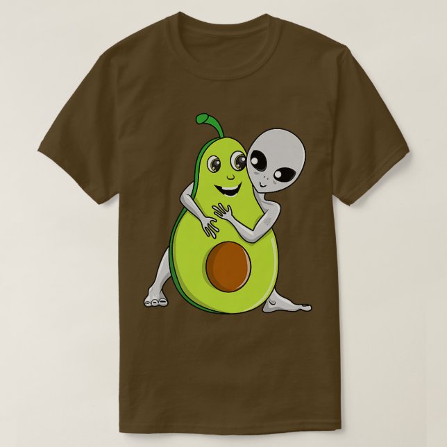 Space Gray Alien UFO Cited Lover Hugging T-Shirt (Design Front)