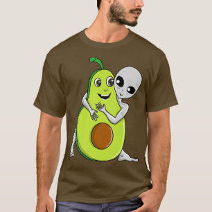 Space Grey Alien UFO Avocado Lover Hugging T-Shirt