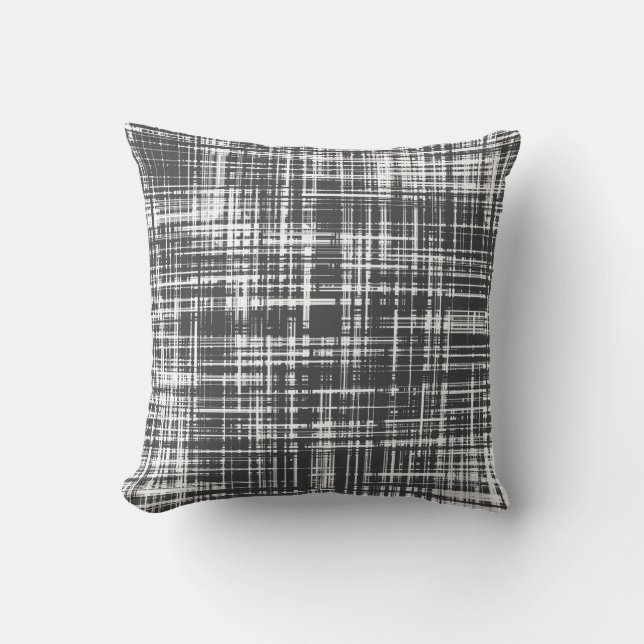Space Grey Contemporary Abstract Stripe Pattern Cushion (Front)