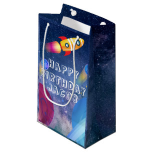 Space Happy Birthday Personalised Small Gift Bag