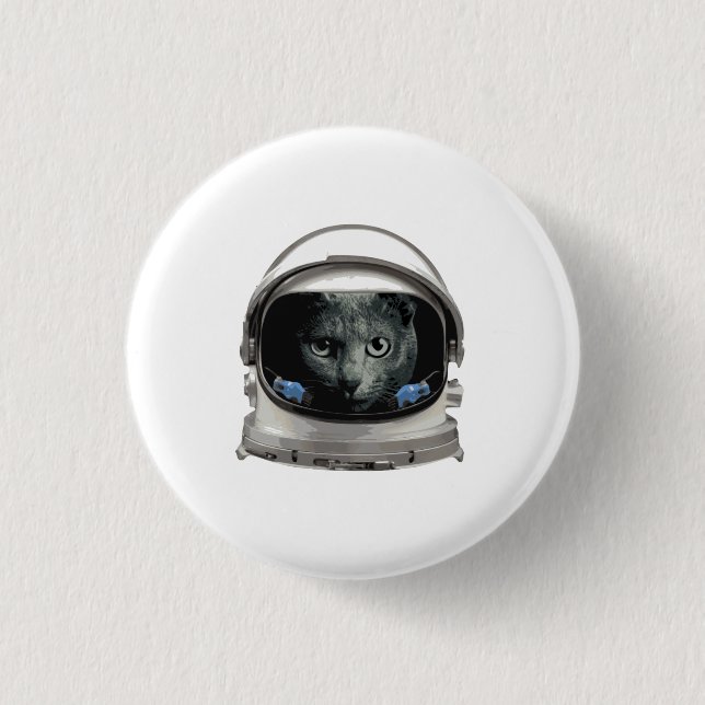 Space Helmet Astronaut Cat 3 Cm Round Badge (Front)