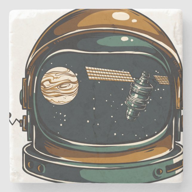 space helmet stone coaster (Front)
