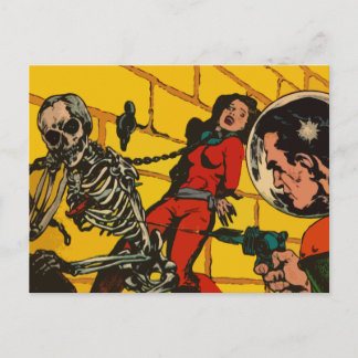 Space Horror - Vintage Science Fiction Comic Art Postcard