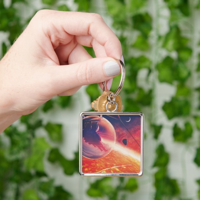 Space Hot Air Balloon 55 Cancri Volcanic Hellscape Key Ring (Hand)