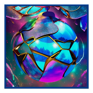 Space Iridescent Globe Poster