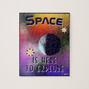 Space is here to explore it Sci-Fi Moon Nebula Jigsaw Puzzle