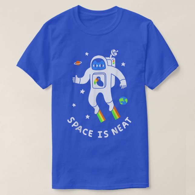 Space Is Neat Cat Space Astronaut Rainbow Outer Sp T-Shirt (Design Front)