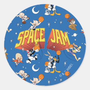 SPACE JAM™ TUNE SQUAD™ Outter Space Pattern Classic Round Sticker