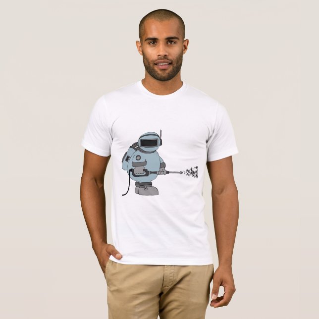 Space Janitor Spraying Stars Sci-Fi Astronaut  T-Shirt (Front Full)