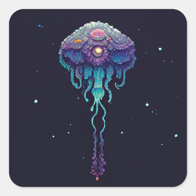 Space Jellyfish Square Sticker (Front)