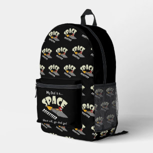 Space journey of a rocketeer printed backpack