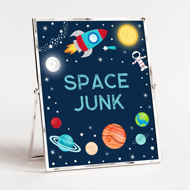 Space Junk Astronaut Planets Birthday Snack Sign (Creator Uploaded)
