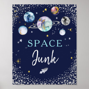 Space Junk Space Galaxy Birthday Party Poster