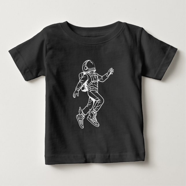 Space Kicks: Winged Astronaut Flight Baby T-Shirt (Front)