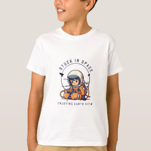 Space kid Stuck in space Earth View Fun Party T-Shirt