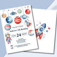 Space Kids Astronaut Planets Red Blue Boy Birthday