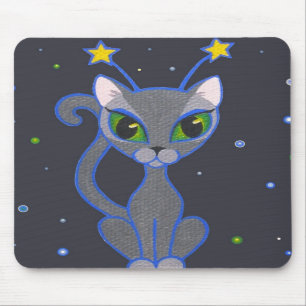 "space kitty" black mousepad