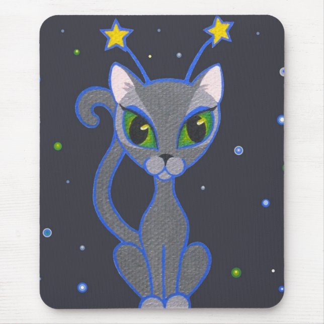 "space kitty" black mousepad (Front)