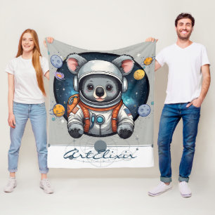 Space Koala Print Fleece Blanket