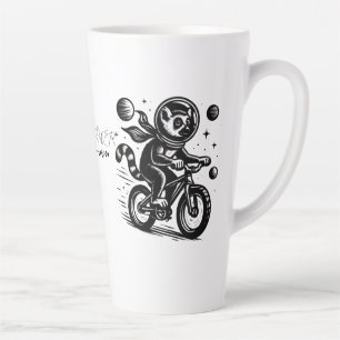 Space Lemur Astronaut Riding Bicycle - Madagascar  Latte Mug
