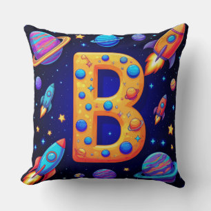 🚀 Space Letter B Rockets Planets Stars Kids 🚀 Cushion