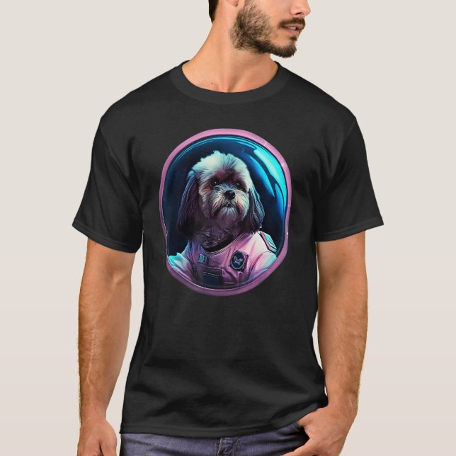 Space Lhasa Apso Dog Mom Dad Lhasa Apso T-Shirt (Front)