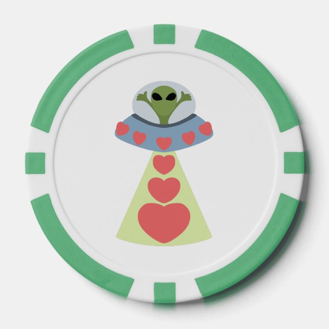 Space Love Alien Valentine Poker Chips (Front)