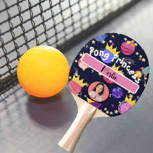 Space love  personalized name and photo colourful ping pong paddle