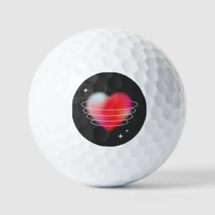 Space love, red heart hitech design valentines day golf balls