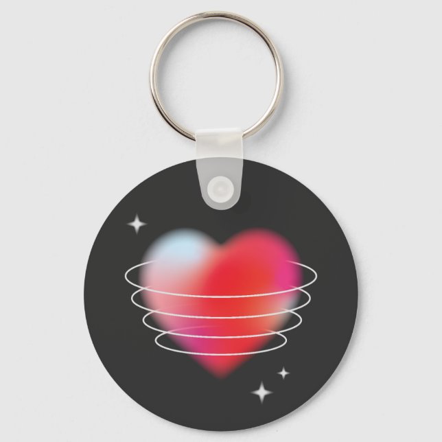 Space love, red heart hitech design valentines day key ring (Front)