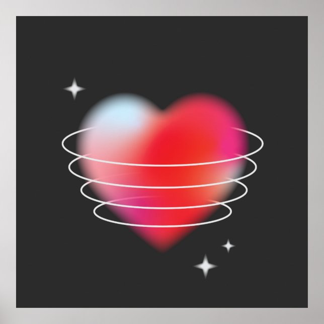 Space love, red heart hitech valentines da poster (Front)