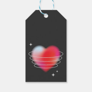 Space love, red heart hitech valentines day  gift tags