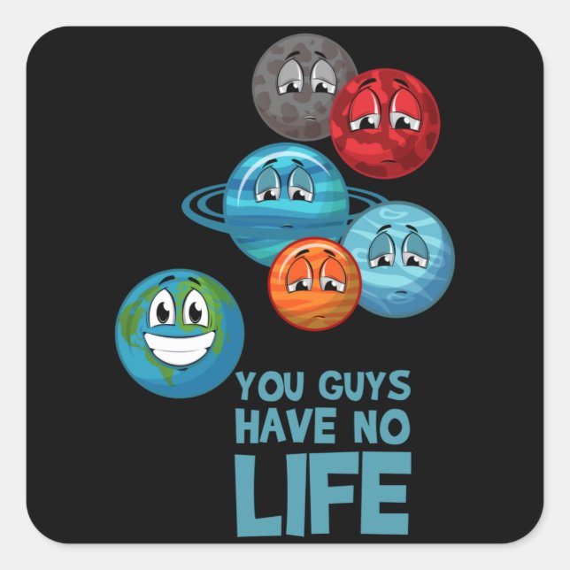 Space Lover Adult Astronomy Hobby Solar System Square Sticker (Front)