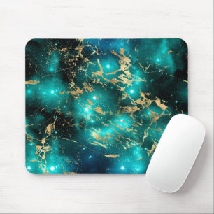 Space Marble Black Green Starry Night Golden Mouse Pad
