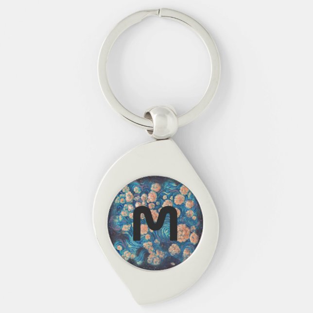 Space Mimosa Golden Nebula Blossom Key Ring (Front)