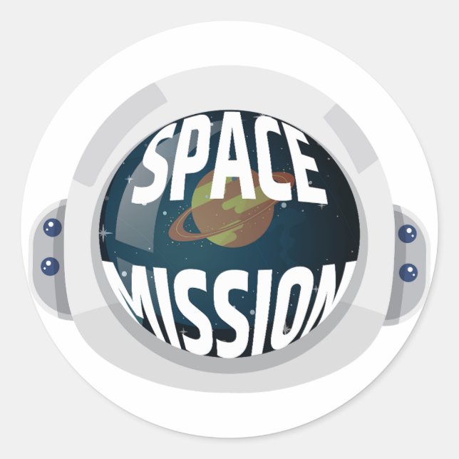 Space mission classic round sticker (Front)