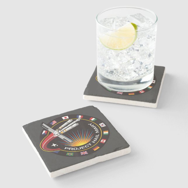 Space Mission Patch Stone Coaster (Side)