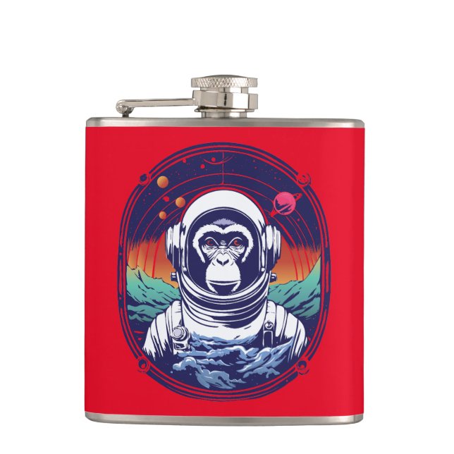 Space Monkey Astronaut Hip Flask (Front)