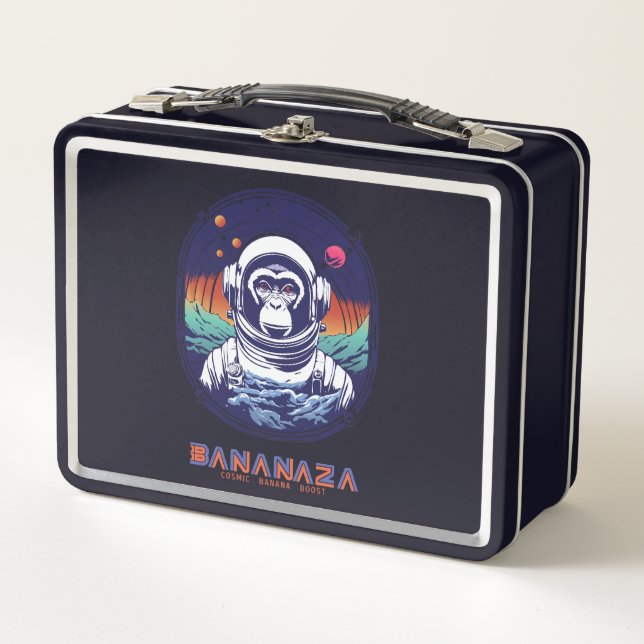 Space Monkey Astronaut Metal Lunch Box (Front)