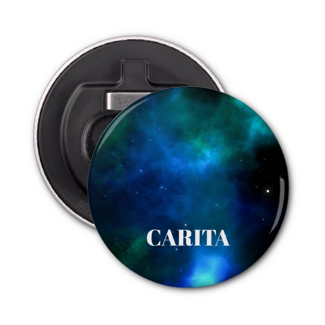 Space Monogram Button Bottle Opener (Front)