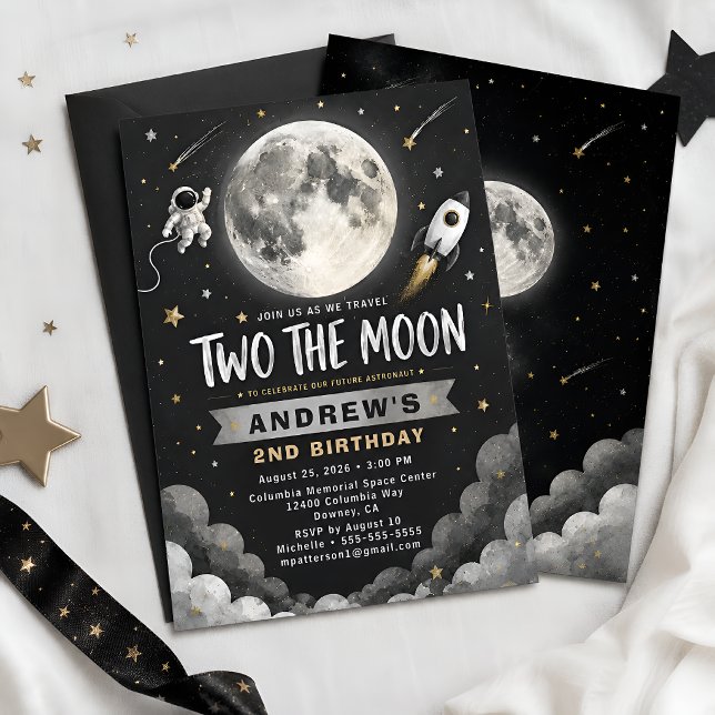 Space Moon 2nd Birthday Invitation (Creator Uploaded)