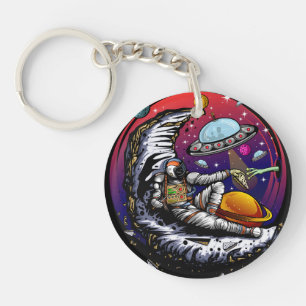 Space Moon Cheese Key Ring