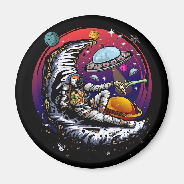Space Moon Cheese Magnet (Front)