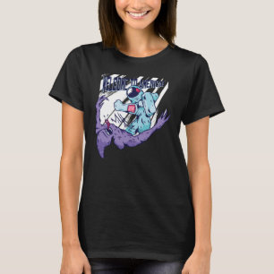 Space Motif Astronaut Winning a Fight against an A T-Shirt
