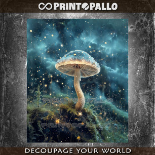 Space Mushroom in a galaxy starfield Tissue Paper