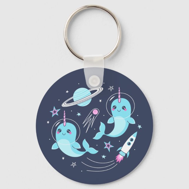 Space Narwhals Key Ring (Front)