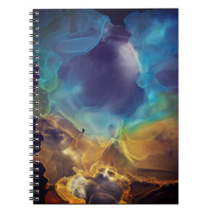 Space Nebula blue yellow Alcohol ink art  Notebook