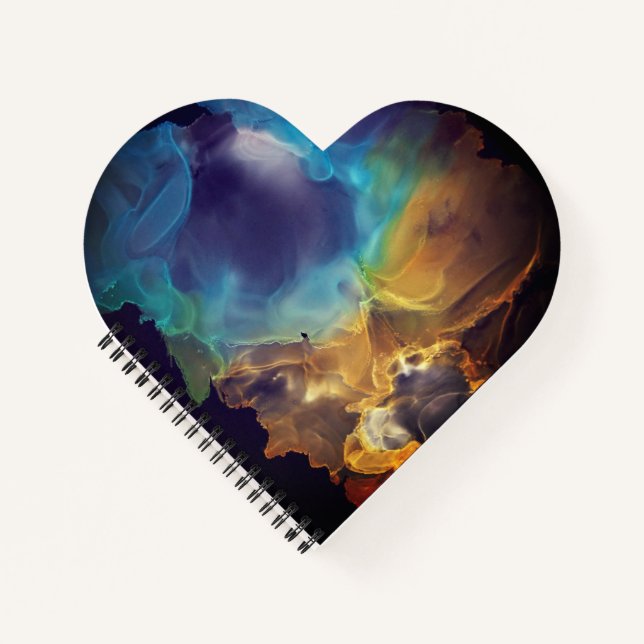 Space Nebula blue yellow Alcohol ink art  Notebook (Front)