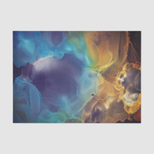 Space Nebula blue yellow Alcohol ink art  Tissue Paper
