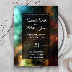 Space Nebula Colourful Galaxy Wedding Invitation